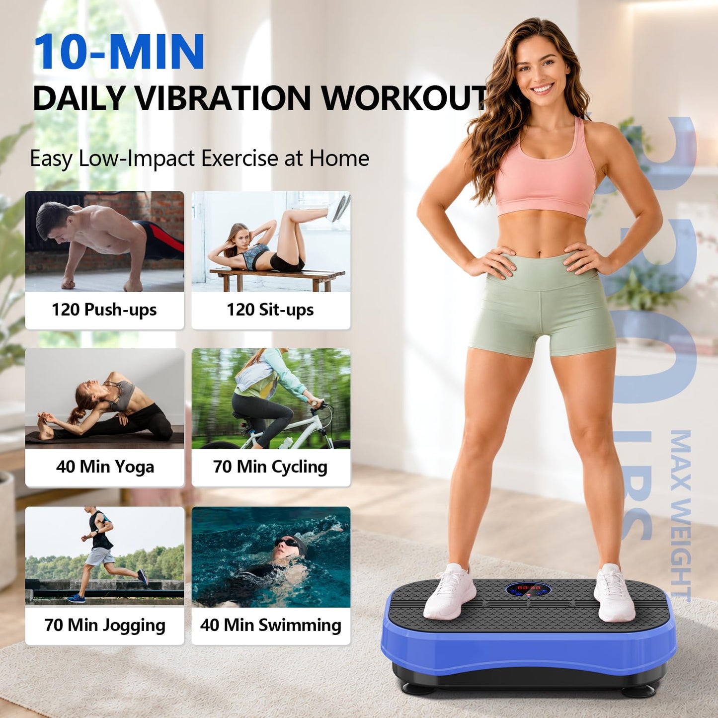 Vibration Plate Exercise Machine for Lymphatic Drainage, Full Body Shake Platform Board for Home Fitness, Fat Burning, 5 Program Modes and 99 Speed Levels