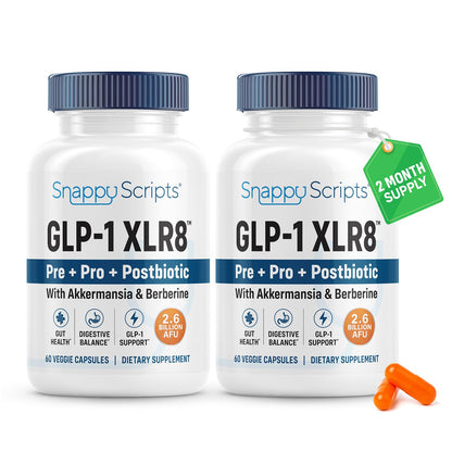 GLP-1 XLR8 Supplement for Weight Loss, Digestion, Constipation, Bloating Relief with Akkermansia 2.6 Billion AFU Live Prebiotic Probiotic Postbiotic + Berberine for Women Men 60 Capsules