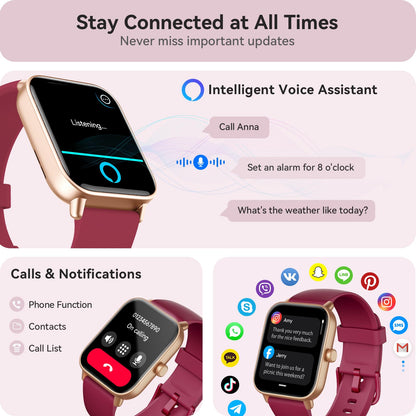 Smart Watch for Women Android & iPhone, Alexa Built-in, IP68 Waterproof Activity Fitness Tracker with Bluetooth Call (Answer/Make), 1.8" Smartwatch with Heart Rate/SpO2/Sleep Monitor, 100+ Sports Mode | Pink