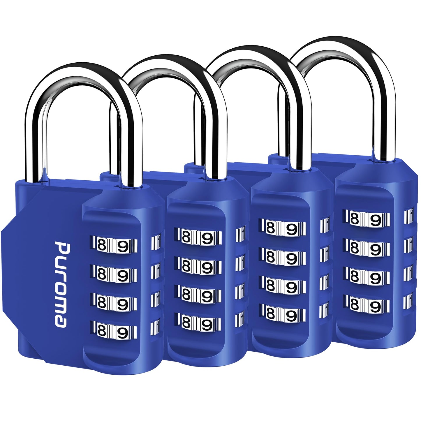 Puroma 2 Pack Combination Lock 4 Digit Padlock for School Gym Locker, Sports Locker, Fence, Toolbox, Case, Hasp Storage (Black & Code Window)