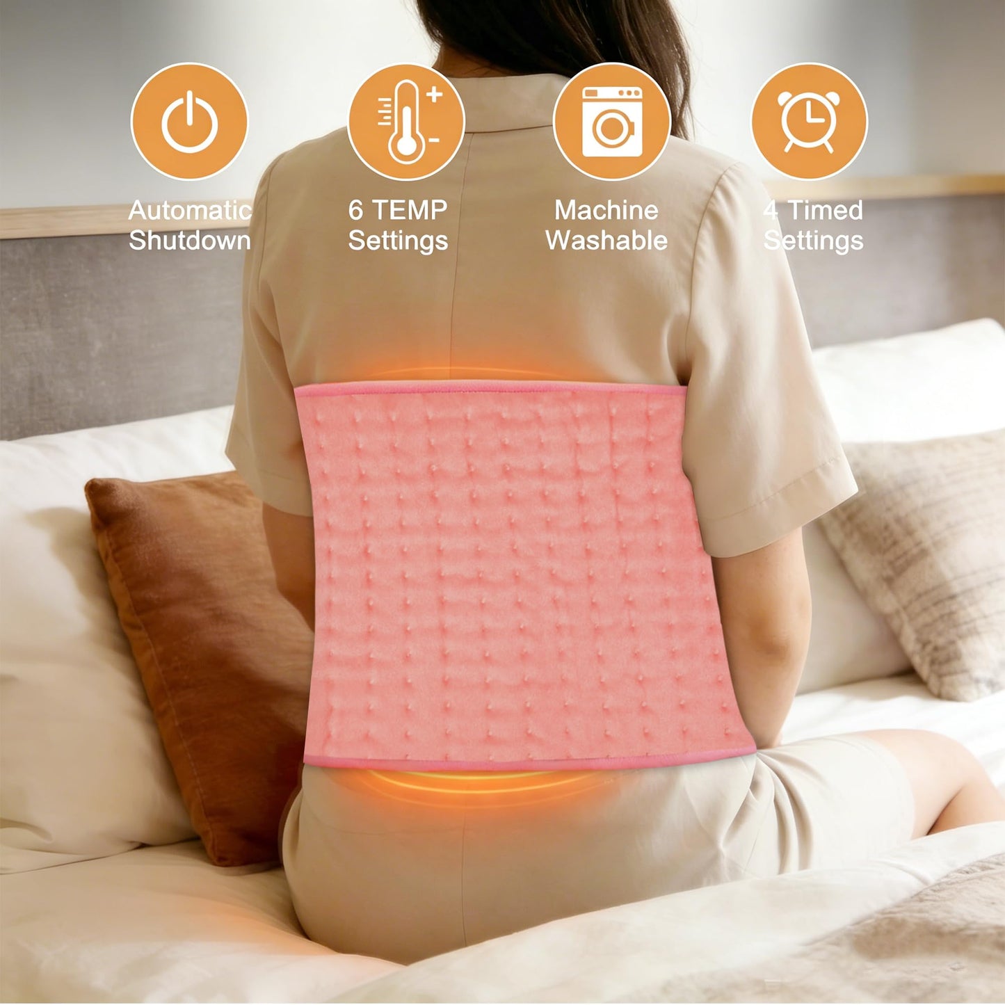 Electric Heating pad with 6 Heat Settings, Auto Shut Off, Dry Electric Heating for Back Neck Knee Arms Legs Shoulder Heat Pads for Christmas Birthday Father Mother's Day (24"X12", Gray Green)