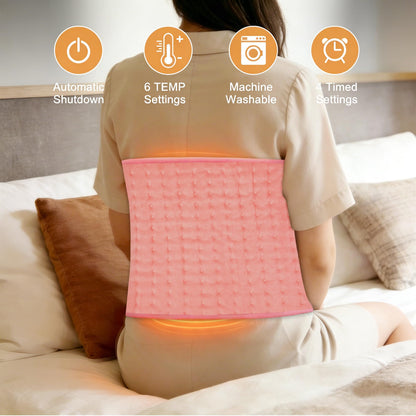 Electric Heating pad with 6 Heat Settings, Auto Shut Off, Dry Electric Heating for Back Neck Knee Arms Legs Shoulder Heat Pads for Christmas Birthday Father Mother's Day (24"X12", Gray Green)