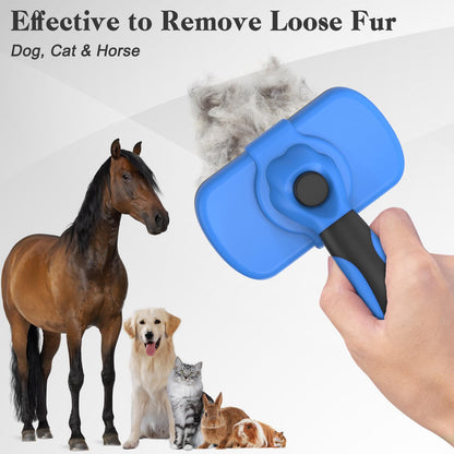 Dipoo Self Cleaning Shedding Brush - Skin Friendly Grooming Tool for Dogs, Cats, and Puppies, Deshedding and Hair Removal for Long and Short Haired Pets, Black