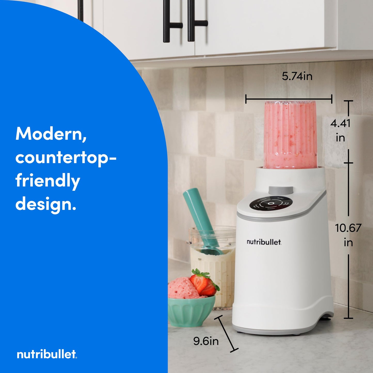 nutribullet Chill Ice Cream Maker, for Gelato, Sorbet, Frozen Yogurt, Smoothie Bowls, Compact Size, (2) Dishwasher Safe 16 oz. Pint Cups with Lids, Black, NBD50100AK