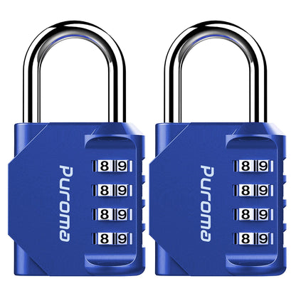 Puroma 2 Pack Combination Lock 4 Digit Padlock for School Gym Locker, Sports Locker, Fence, Toolbox, Case, Hasp Storage (Black & Code Window)