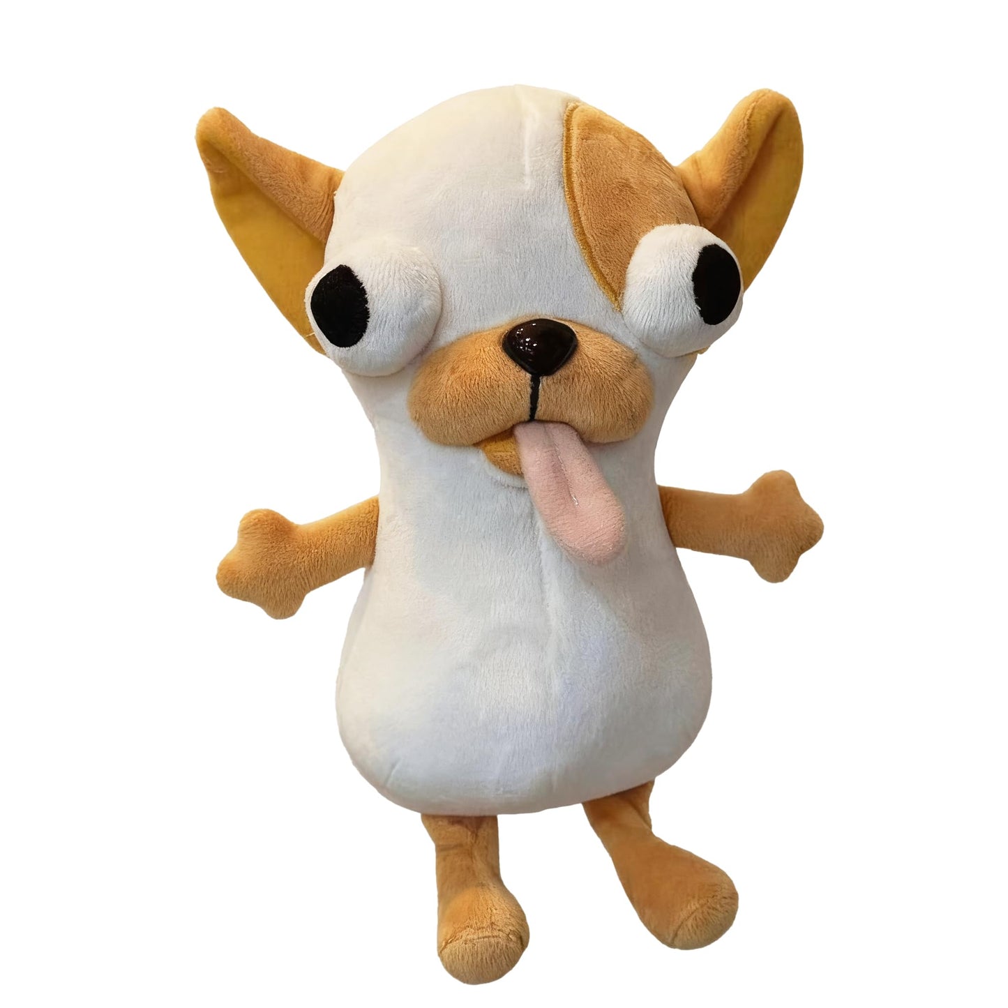 Funny Big Eyed Chihuahua Plush - Hilarious Dark Grey Chihuahua Stuffed Animal | Stress Relief Toy, Funny Desk Decor Gift for Kids & Adults (Black)