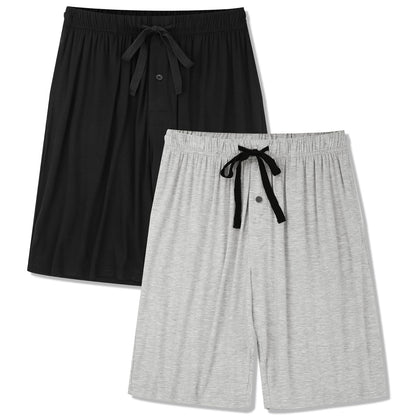 BAMBOO COOL Men's Pajama bottoms Lounge Sleep Shorts Soft Comfortable Breathable Pajamas Shorts with Pockets 2 Pack