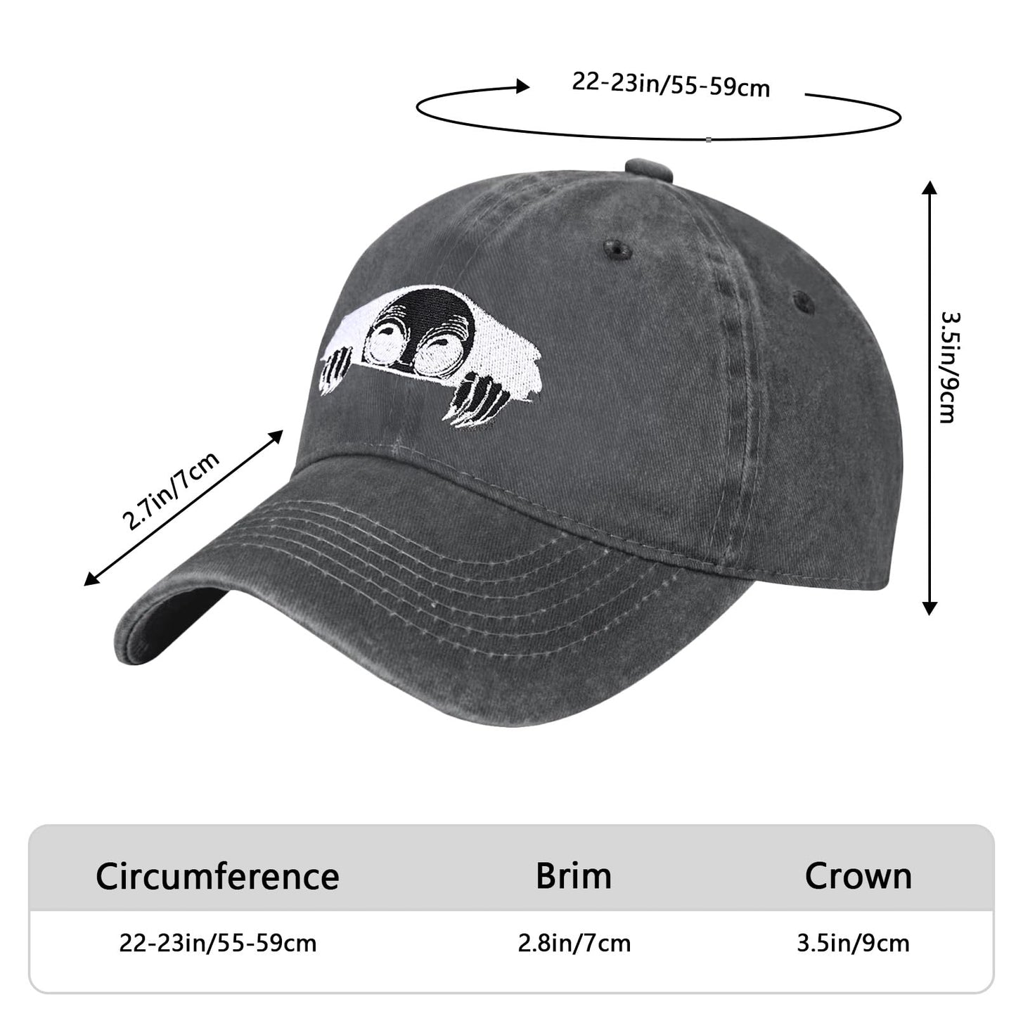 Embroidered Baseball Cap Adjustable Vintage Washed Distressed Denim Baseball Hat for Women Men