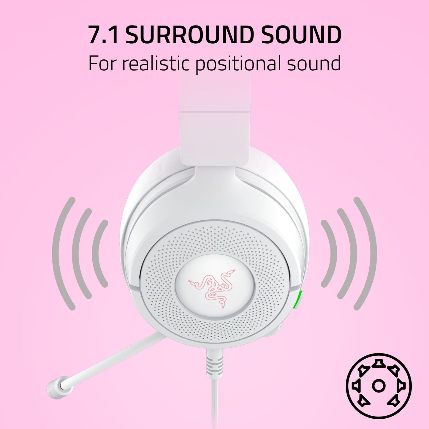 Razer Kraken Kitty V3 X Wired Gaming Headset: Kitty Ears - HyperClear Cardioid Mic - 40 mm Drivers - 7.1 Surround Sound - Comfy Ear Cushions - Cross-Platform via 3.5mm PC, PS5, Xbox, Switch 2 - Pink
