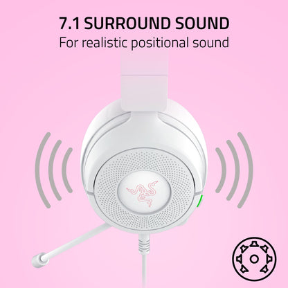 Razer Kraken Kitty V3 X Wired Gaming Headset: Kitty Ears - HyperClear Cardioid Mic - 40 mm Drivers - 7.1 Surround Sound - Comfy Ear Cushions - Cross-Platform via 3.5mm PC, PS5, Xbox, Switch 2 - Pink