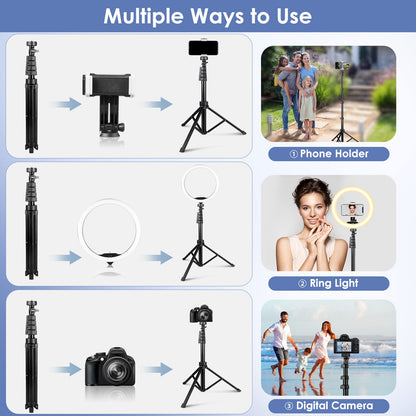 UBeesize 12'' LED Ring Light with 62'' Tripod Stand, Selfie Ring Light for Video Recording, Live Streaming, TikTok & YouTube, Compatible with iPhone & Android (Black)