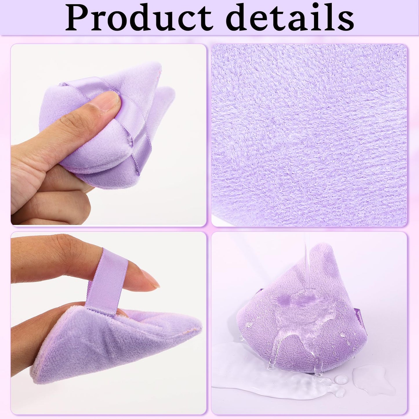 Pimoys 6 Pieces Powder Puff, Face Makeup Sponge Soft Velour Triangle Powder Puffs Beauty Sponge for Loose Powder (Black, Pink)