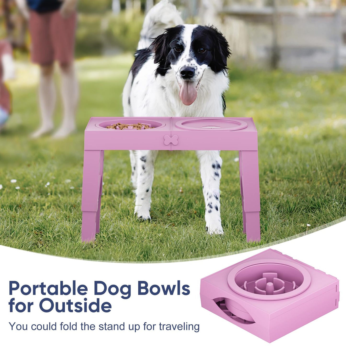 XIAZ Elevated Dog Bowls Large Breed Raised Dogs Bowl Stand Large/Medium Sized Dog Stainless Steel Food Water Bowl Stands 5 Heights Adjustable 9/11/12/14in Black Pet Feeder Dish Station
