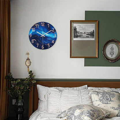 White Marble Glass Wall Clocks Battery Operated 12 Inch Abstract Decorative Analog Wall Clocks for Living Room Bedroom Office Silent Wall Clock Modern