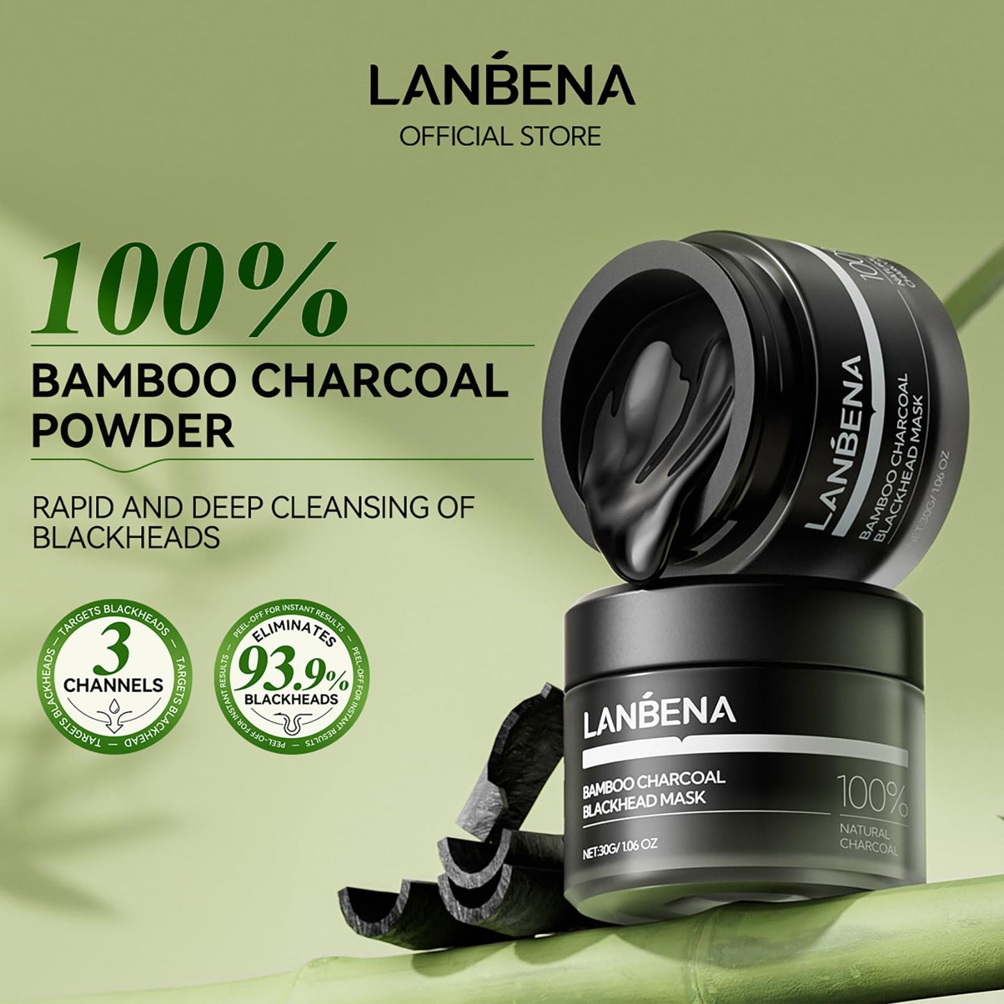 LANBENA 2.0 Nose Pore Strips, Blackhead Remover Mask with Salicylic Acid, Amazonian White Clay, Pore Cleanser Purifying Peel off Face Mask with 60 PCS Strips, Aloe Facial Mask(1.05 Ounce)