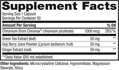 OLLY Combat Cravings, Metabolism & Energy Support Supplement,1000 mcg Chromium, Green Tea, Goji Berry, Ginger - 30 Count