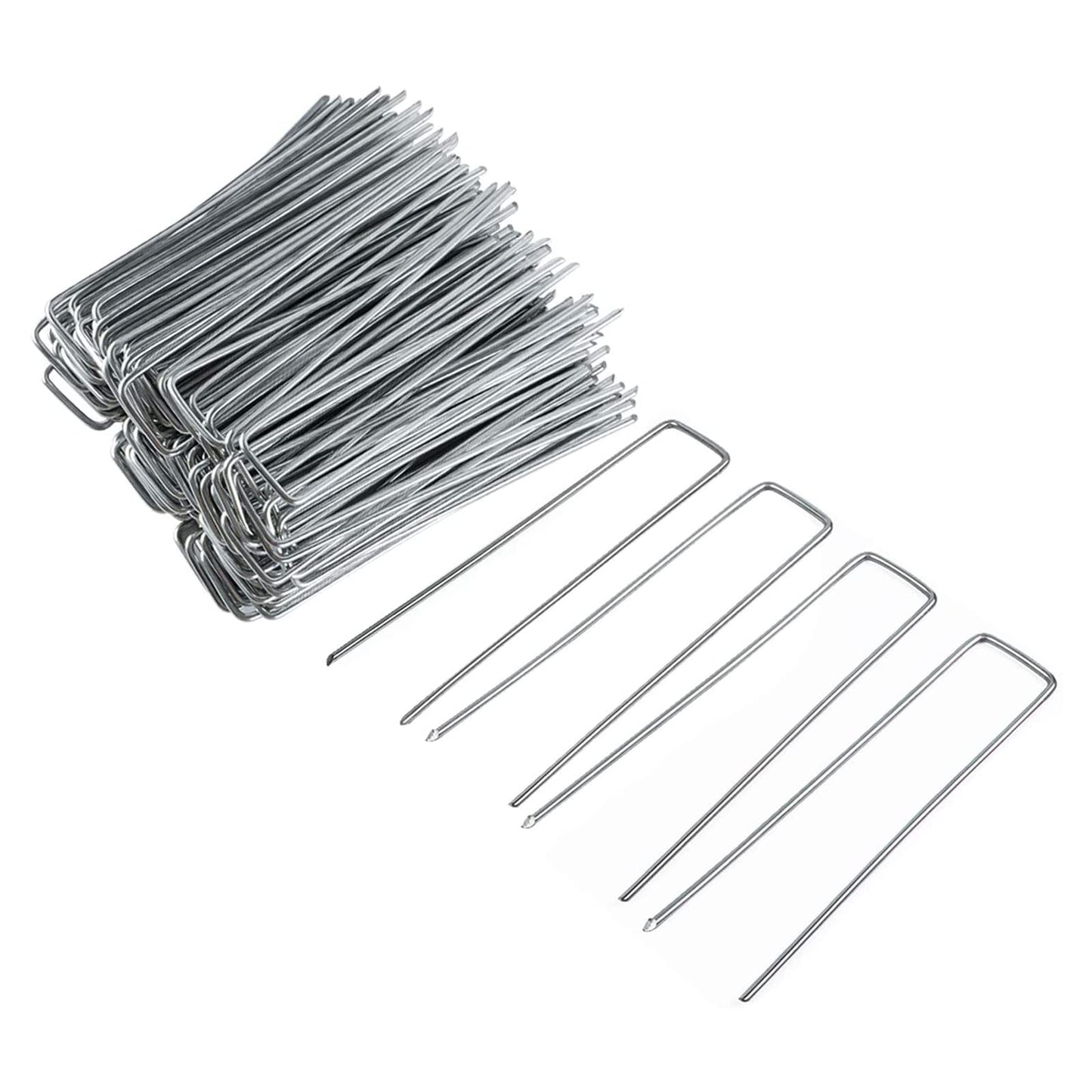 FEED GARDEN 6 Inch 50 Pack Hot-dip Galvanized Landscape Staples Plant Cover Spikes 11 Gauge Tent Stakes Garden Stakes Landscaping Fabric SOD Pins Yard Pins for Decoration Weed Barrier Fabric