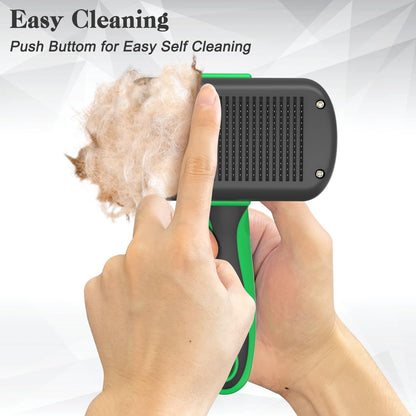Dipoo Self Cleaning Shedding Brush - Skin Friendly Grooming Tool for Dogs, Cats, and Puppies, Deshedding and Hair Removal for Long and Short Haired Pets, Black