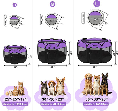 Siedihit Dog Cat Playpen, Puppy Pet Playpen Indoor for Small Dog Crate Tent Cage Outdoor, Portable Pop Up Dogs Enclosure Kennel with Carrying Case for Dogs/Cats/Rabbits(Grey, Small