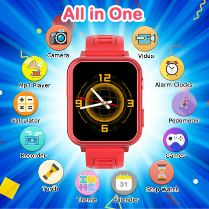 Cosjoype Kids Game Smart Watch for Kids with 39 Puzzle Games HD Touch Screen Camera Music Player Pedometer Alarm Clock Calculator Flashlight 12/24hr Kid Watch Gift for 4-12 Year Old Boys Toys for Kid