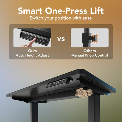 HUANUO 32" Small Electric Standing Desk Adjustable Height, 4 Memory Height Settings, Sit Stand Up Desk for Home Office & Computer Workstation, LightWalnut