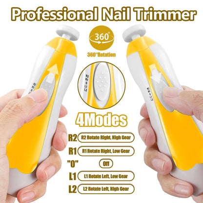 Electric Nail File Drill for Baby No Sharp Claws Hurt, 6 in 1 Safety Cutter Trimmer Clipper for Toes and Fingers (Blue)