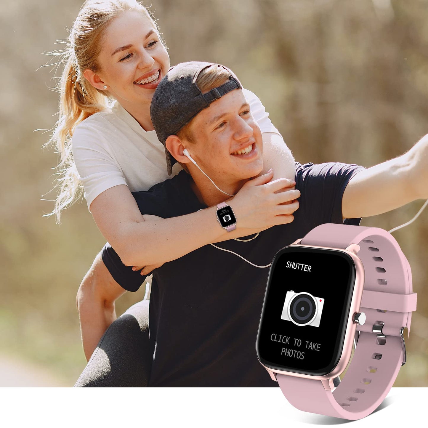 Smart Watch for Men Women Compatible with iPhone Samsung Android Phone 1.69 inch Full Touch Screen IP68 Waterproof Bluetooh Fitness Tracker Heart Rate/Sleep Monitor (Black)