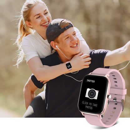 Smart Watch for Men Women Compatible with iPhone Samsung Android Phone 1.69 inch Full Touch Screen IP68 Waterproof Bluetooh Fitness Tracker Heart Rate/Sleep Monitor (Black)