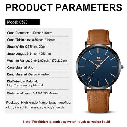 LN LENQIN Mens Watches Waterproof Stainless Steel Watch for Men Analog Quartz Fashion Business Designer Wristwatch