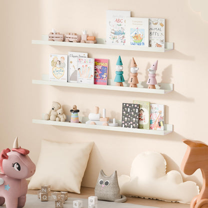 upsimples Floating Shelves for Wall, Wall Shelves for Decor Storage Set of 6, Wall Mounted Wood Shelf for Bedroom, Living Room, Bathroom, Kitchen, Picture Ledge Shelf, Black