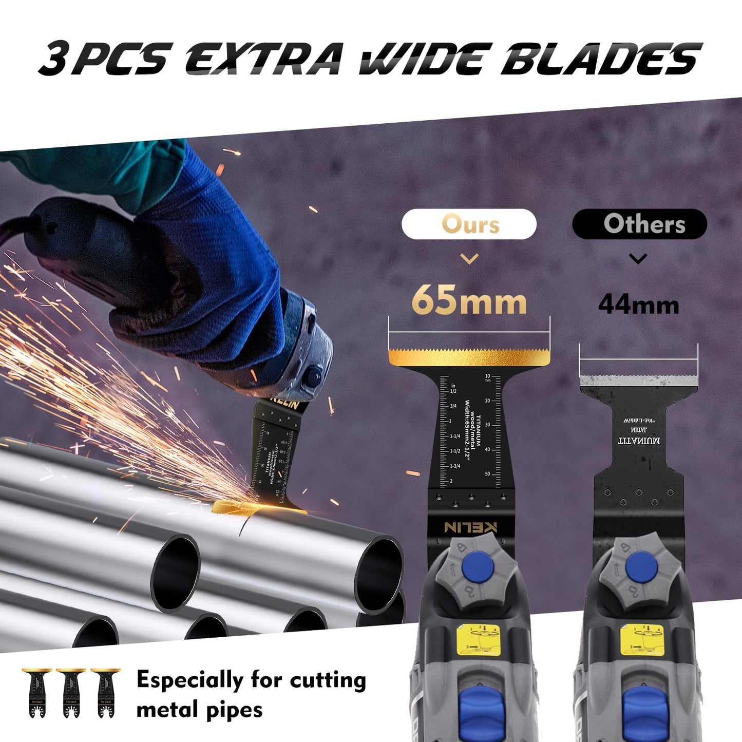 KELIN 6PCS Oscillating Multi Tool Hook Knife Blades, Multitool Saw Blades for Soft Materials Like Roofing Shingles, Carpet, Cardboard & PVC Flooring, Universal Interface