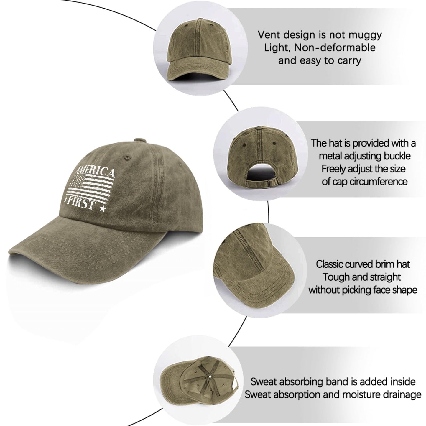 Funny Hat America Hats for Men Gifts for Dad Baseball Cap