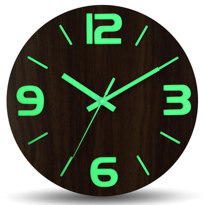 HZDHCLH Wall Clocks Battery Operated,Wall Clock Green,8 inch Wall Clock Silent Non Ticking Modern 3D Numbers for Kitchen Bedroom Living Room Office Classroom Decor