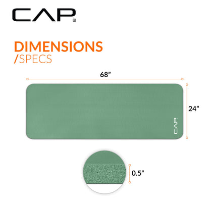 CAP Barbell 1/2-Inch High Density Exercise Yoga Mat with Strap | Multiple Options