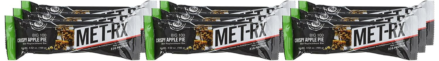 MET-Rx Big 100 Protein Bar, Meal Replacement Bar, 30G Protein, Salted Caramel Brownie Crunch, 9 Count, 3.52 Oz.(Packaging may vary)