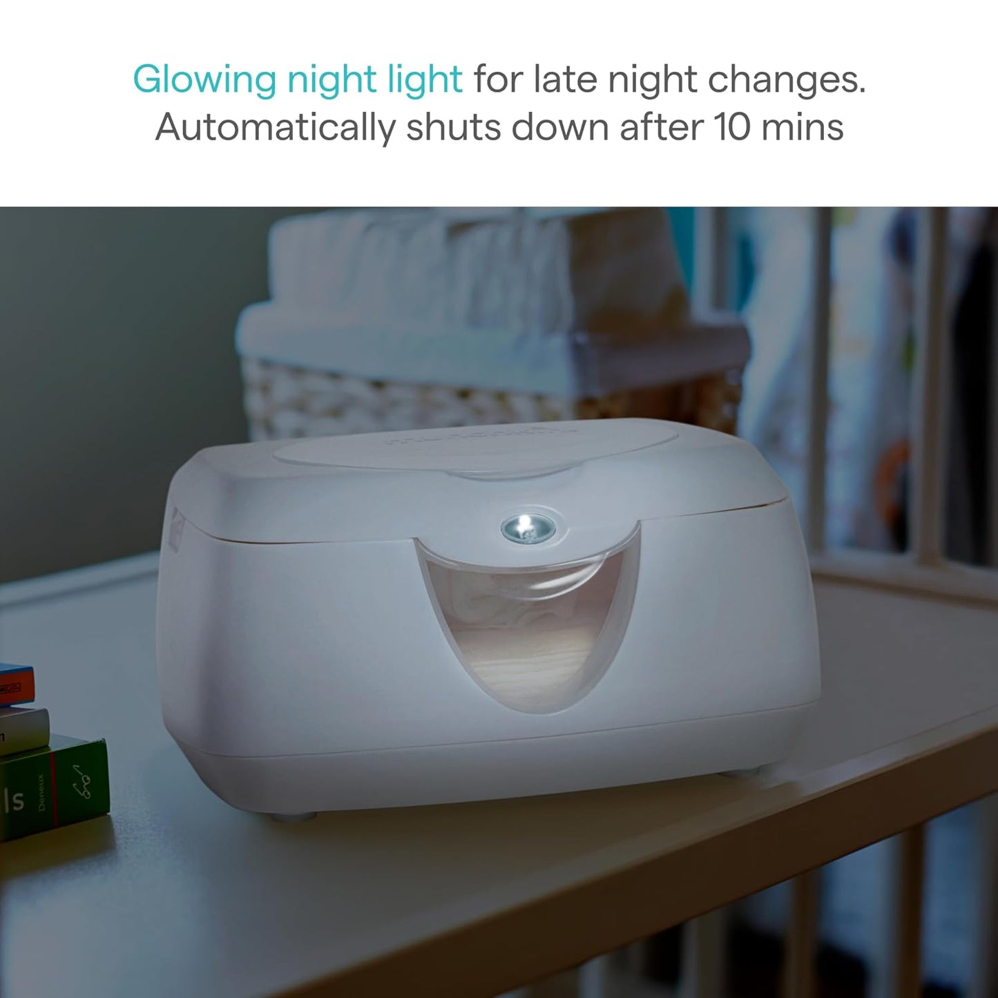 Munchkin Warm Glow Baby Wipe Warmer with Nightlight, Baby Wipes Warmer Dispenser for Newborn Diaper Changes, Holds 100 Wipes, White