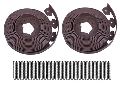 Garden Edging，40ft Landscape Edging with 40 Spikes for Lawn 2 Inch Tall(Black, 40FT)