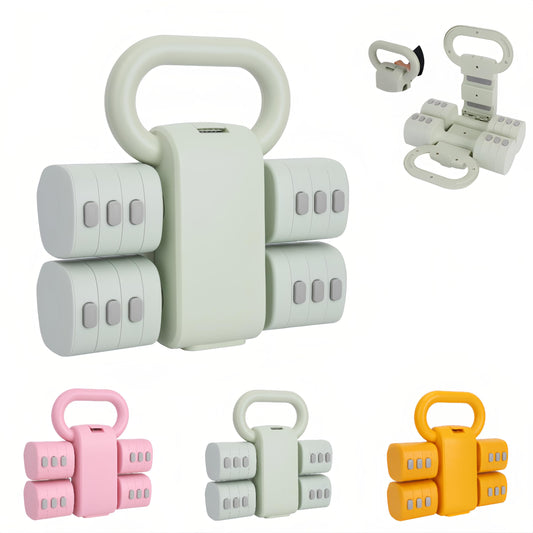 Adjustable Dumbbell Set of 2, 4 in 1 Free Weights for Women with Fast Adjustment, Home Gym & Outdoor Exercise Training, Includes 2.2lb 3.3lb 4.4lb 5.5lb Hand Weights, Compatible with Kettlebells