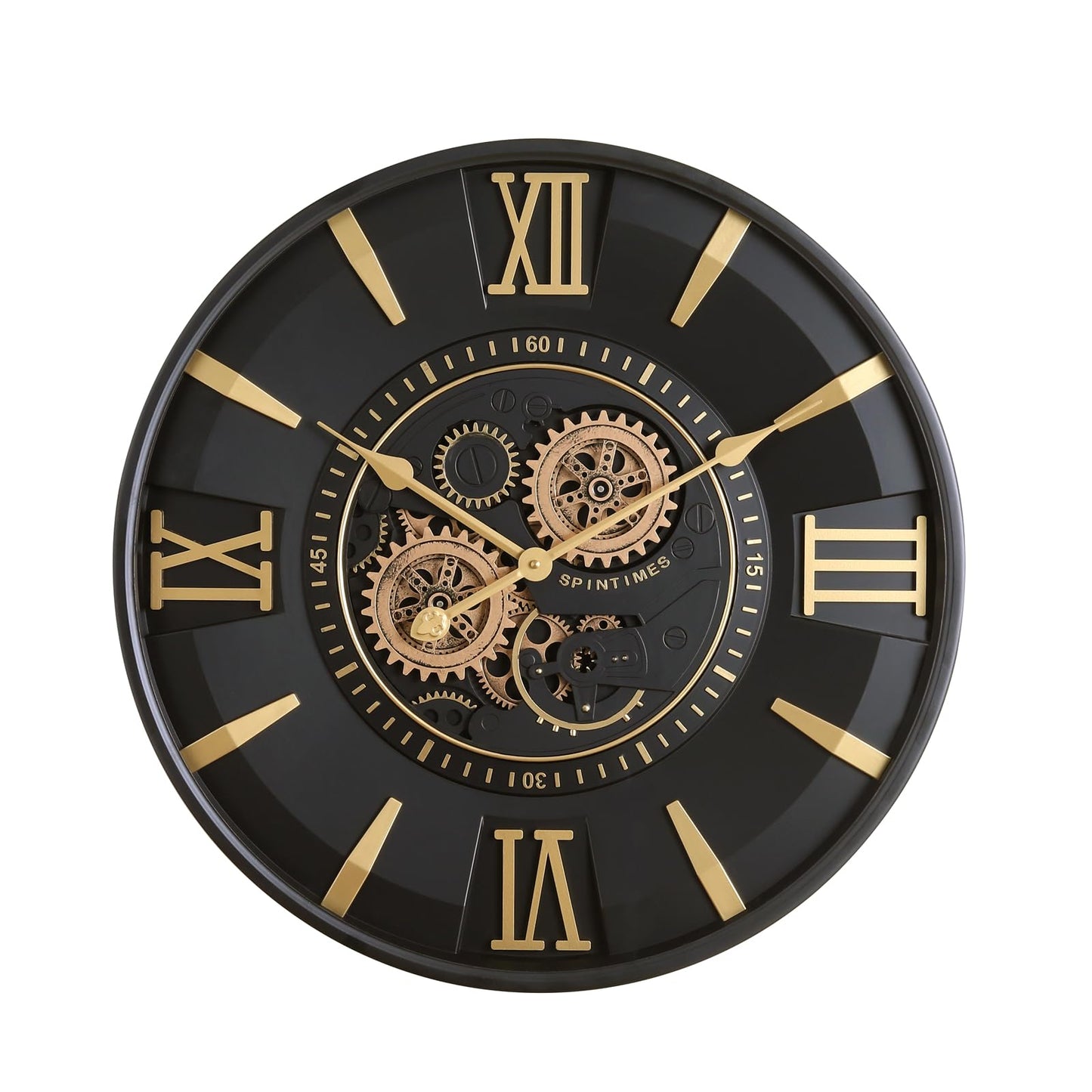 CLXEAST Mid Century Minimalist Modern Wall Clocks,24 Inch Wall Clock with Moving Gears, Large Cream Gold Wall Clocks for Living Room Decor,House Warming Gifts New Home