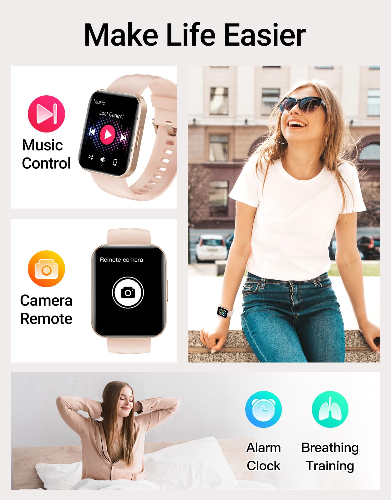 Smart Watch (Answer/Make Calls), 1.85" Smart Watches for Men Women Digital Watch Fitness Tracker with 100+ Sport Modes Heart Rate Monitor for iOS Android Phones Waterproof Black