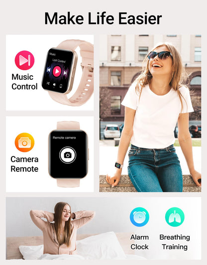 Smart Watch (Answer/Make Calls), 1.85" Smart Watches for Men Women Digital Watch Fitness Tracker with 100+ Sport Modes Heart Rate Monitor for iOS Android Phones Waterproof Black