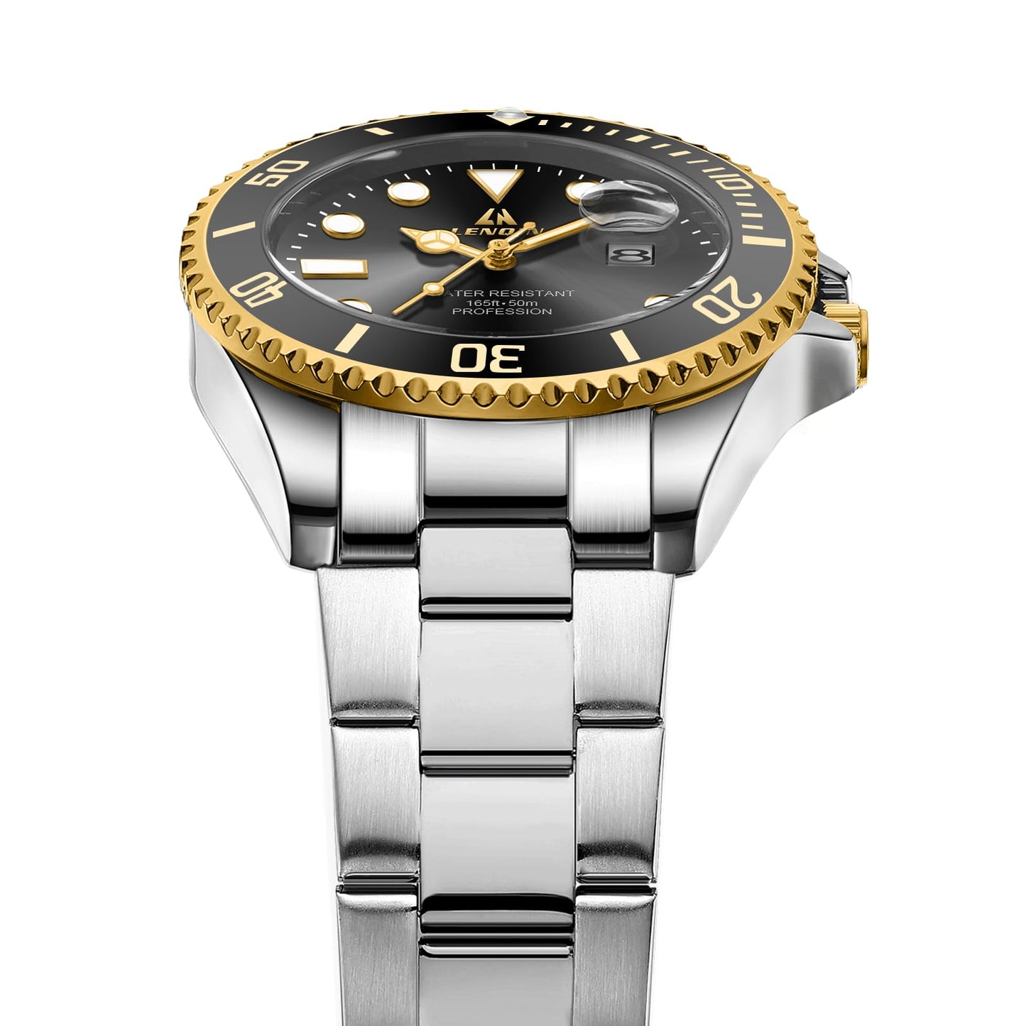 LN LENQIN Mens Watches Stainless Steel Waterproof Analog Quartz Watch for Men with Date Luminous Fashion Wristwatch