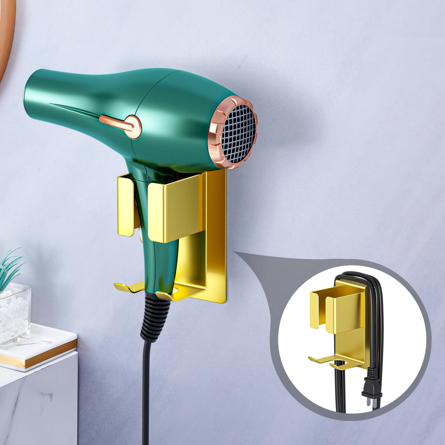 Hair Straightener Holder Wall Mounted Blow Dryer Holder, Blow Dryer and Curling Iron Holder, Hair Dryer and Straightener Holder, Bathroom Hair Tools Organizer and Storage (Black, 1Pc)