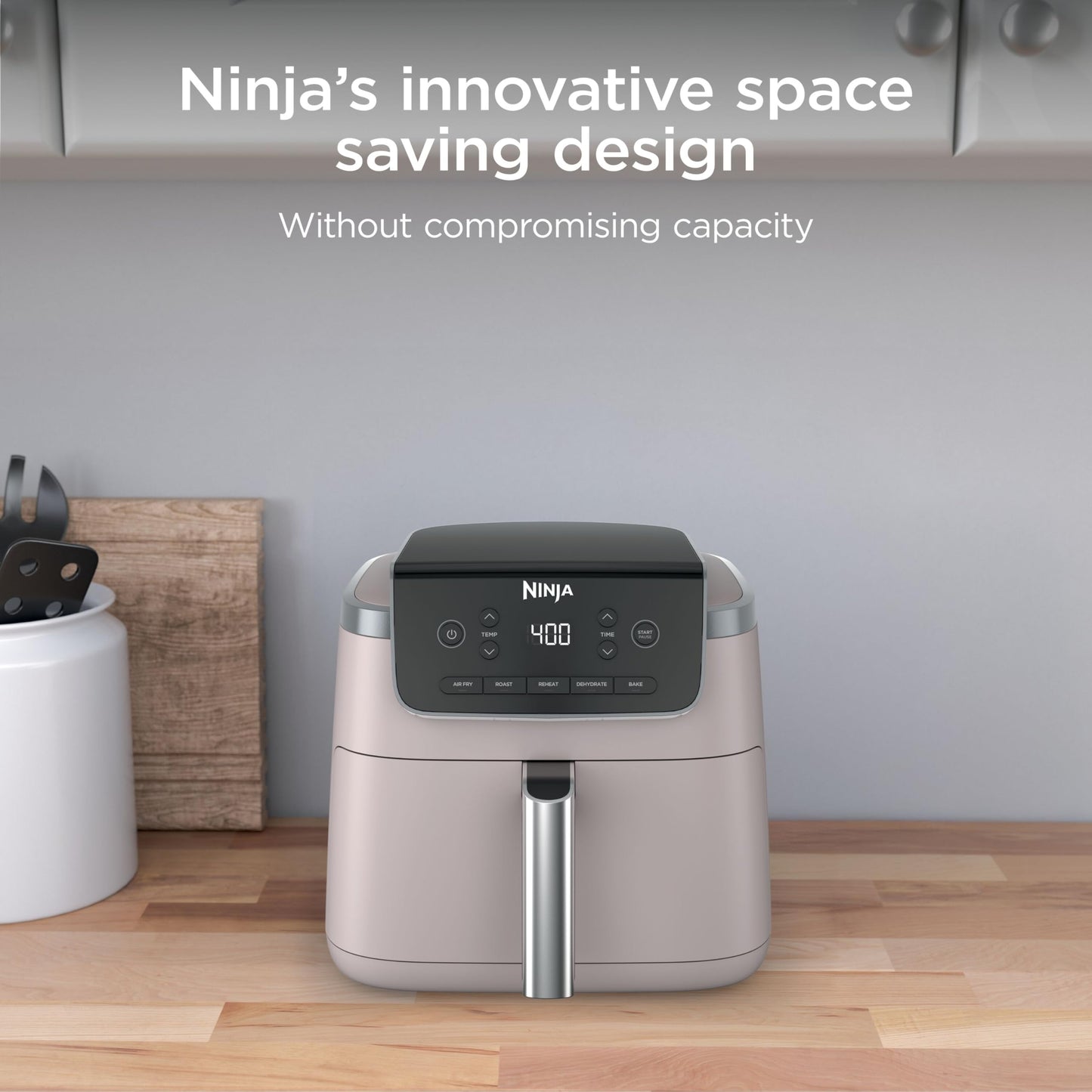 Ninja Air Fryer with Air Crisp | 5 QT Capacity fits up to 4lbs of Fries | 4-in-1 Pro Air Fry, Roast, Reheat, Dehydrate | 400°F Max Temp | 1750 Watts | W/Nonstick Basket & Crisper Plate | Grey | AF141
