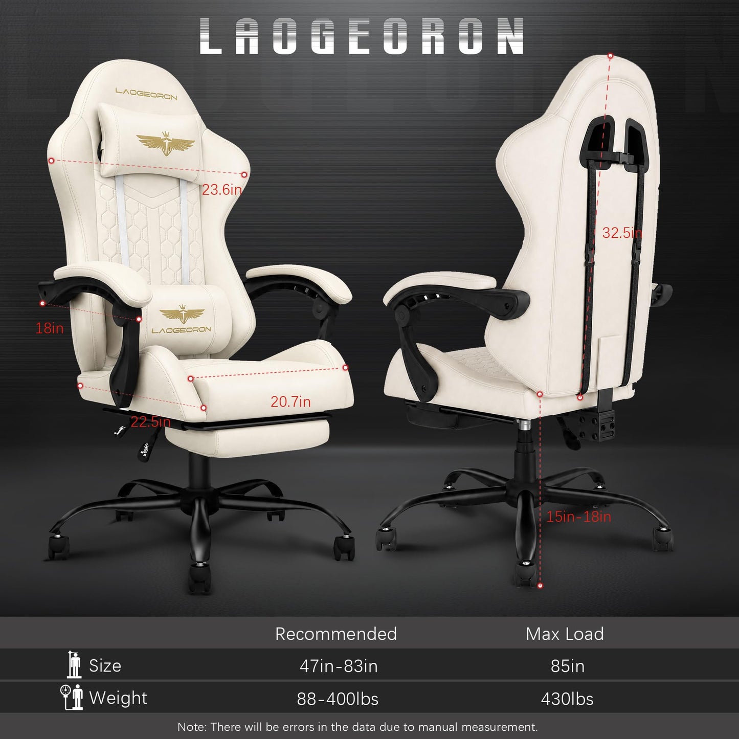 Ergonomic Gaming Chair, RGB LED Lights Computer Chairs with Retractable Footrest, 400 lbs Lumbar Support Linked Armrests Gamer Chair High Back Heavy Duty Video Game Chairs (Black Red)