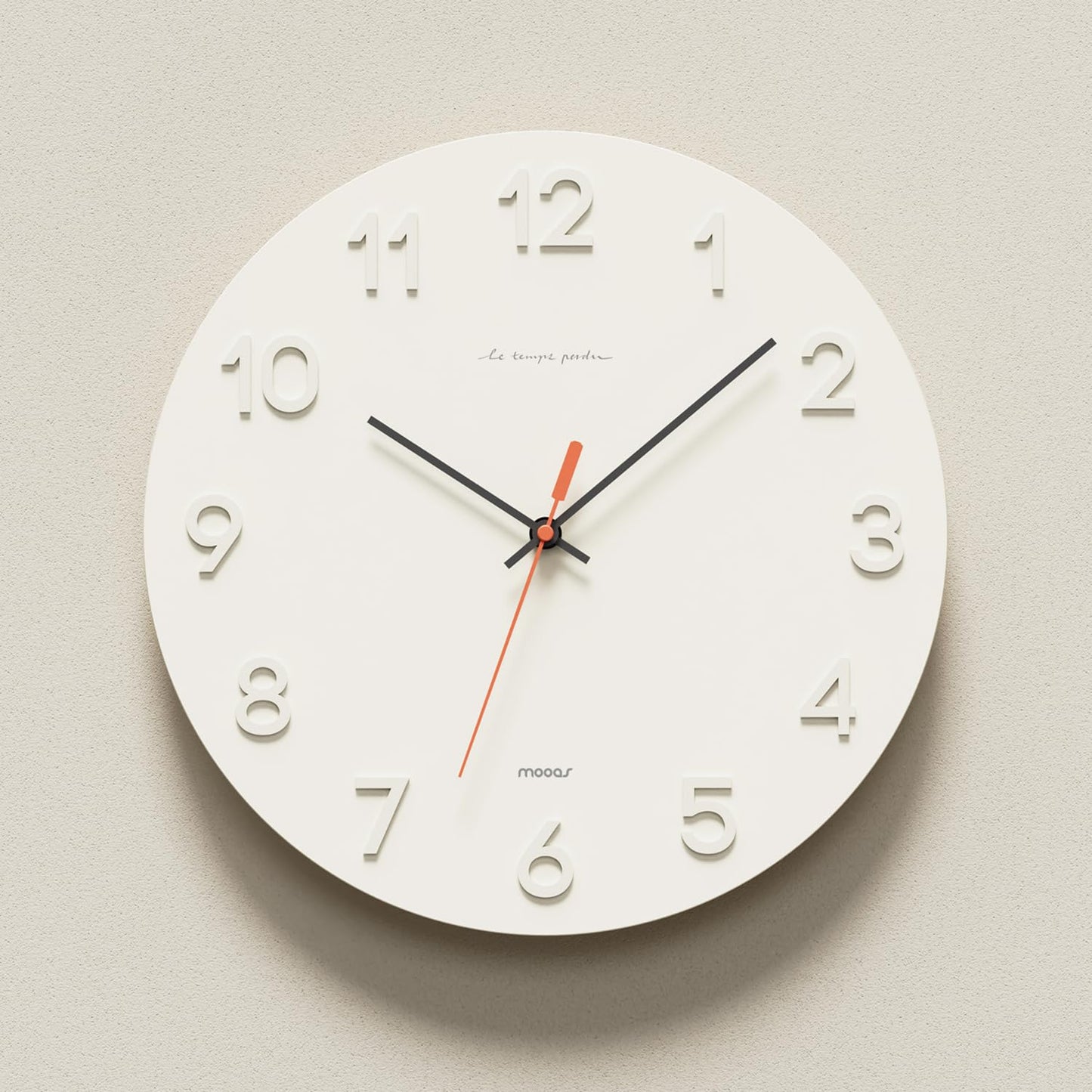 mooas Wooden Frame Flatwood Wall Clock,12" Non-Ticking Sweep Movement Decorative Battery Operated Wall Clock for Home Living Room Kitchen Bedroom Office School (Dark Brown)