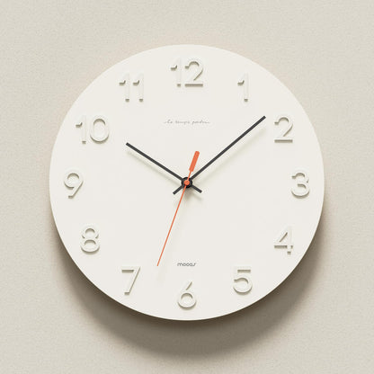 mooas Wooden Frame Flatwood Wall Clock,12" Non-Ticking Sweep Movement Decorative Battery Operated Wall Clock for Home Living Room Kitchen Bedroom Office School (Dark Brown)