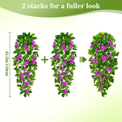 BLEUM CADE Fake Hanging Plants, 2pcs Artificial Pothos Vines Faux Plants Greenery for Wall Home Living Room Office Indoor Outdoor Decor (No Baskets)