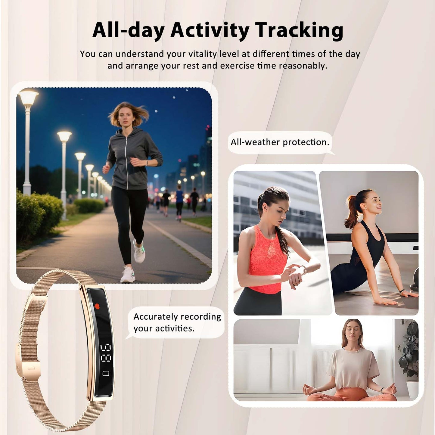 Smart Bracelet Fitness Health Tracker for Men Women with 2 Bands | 24/7 Heart Rate/Pressure Detection/Sleep Monitor, 5ATM Waterproof, Multiple Sport Modes, Android iOS Compatible