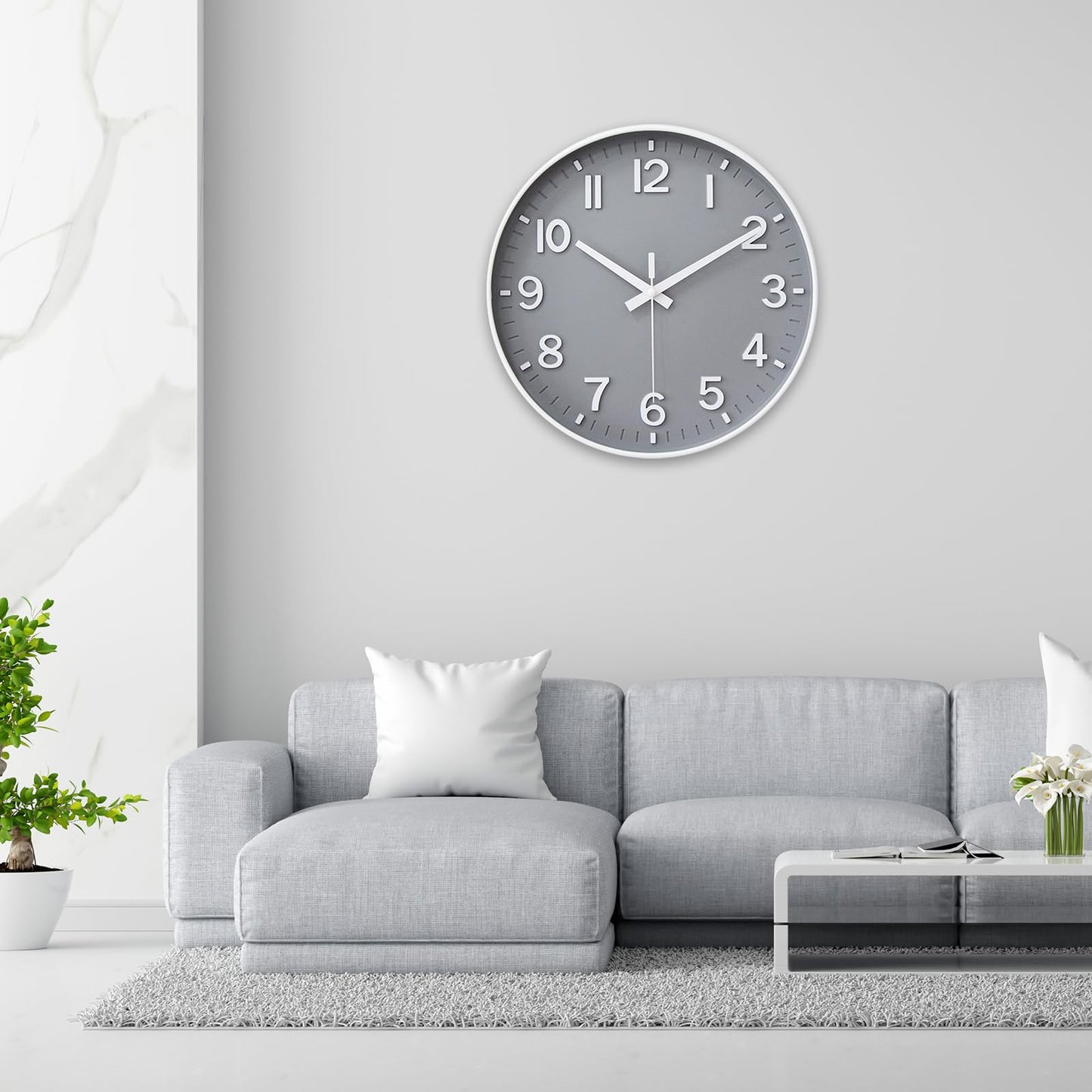 HZDHCLH Wall Clocks Battery Operated,Wall Clock Green,8 inch Wall Clock Silent Non Ticking Modern 3D Numbers for Kitchen Bedroom Living Room Office Classroom Decor